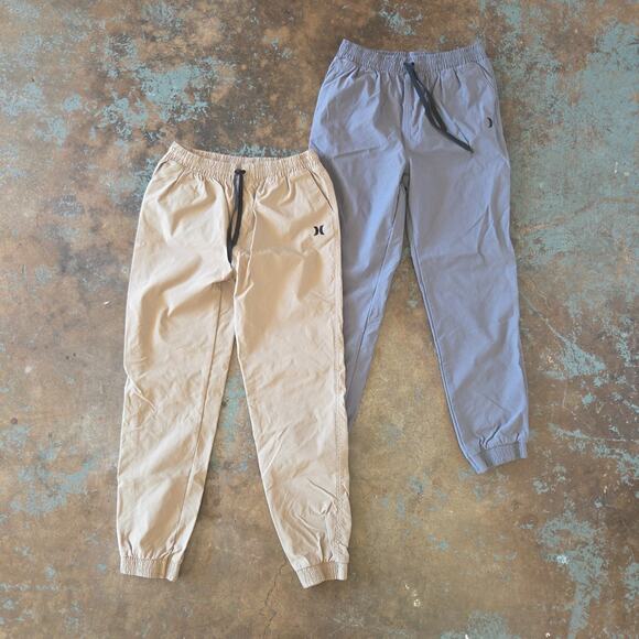 Hurley Boys Performance Jogger Lot of 2 Size 14/16 Khaki Gray Pants Active - Picture 1 of 10